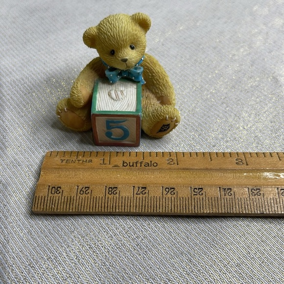 Vintage Cherished Teddies 5 Birthday Bear 1997 Blue Bow and Block Enesco Hillman - Picture 8 of 8